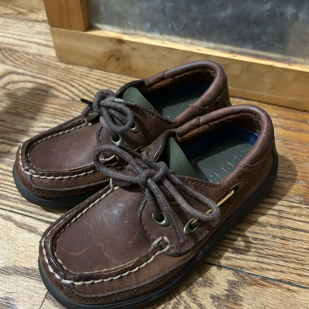 Sperry Little Boy Toddler Dress Up Boat Shoes Size 8.5 Brown Lace Up GUC